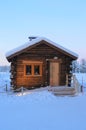 Napapiiri Arctic Circle, Rovaniemi Finland. Santa Claus village. Ã¢â¬ÂRoosevelt cottageÃ¢â¬Â. Royalty Free Stock Photo